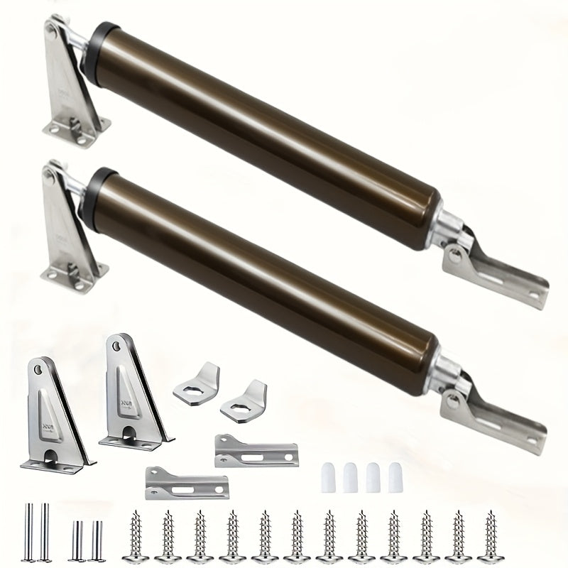 2pcs Wind-Resistant Heavy-Duty Door Closers with Adjustable Speed, Polished Metal Finish, Touch & Remote Control - Secure Home Safety