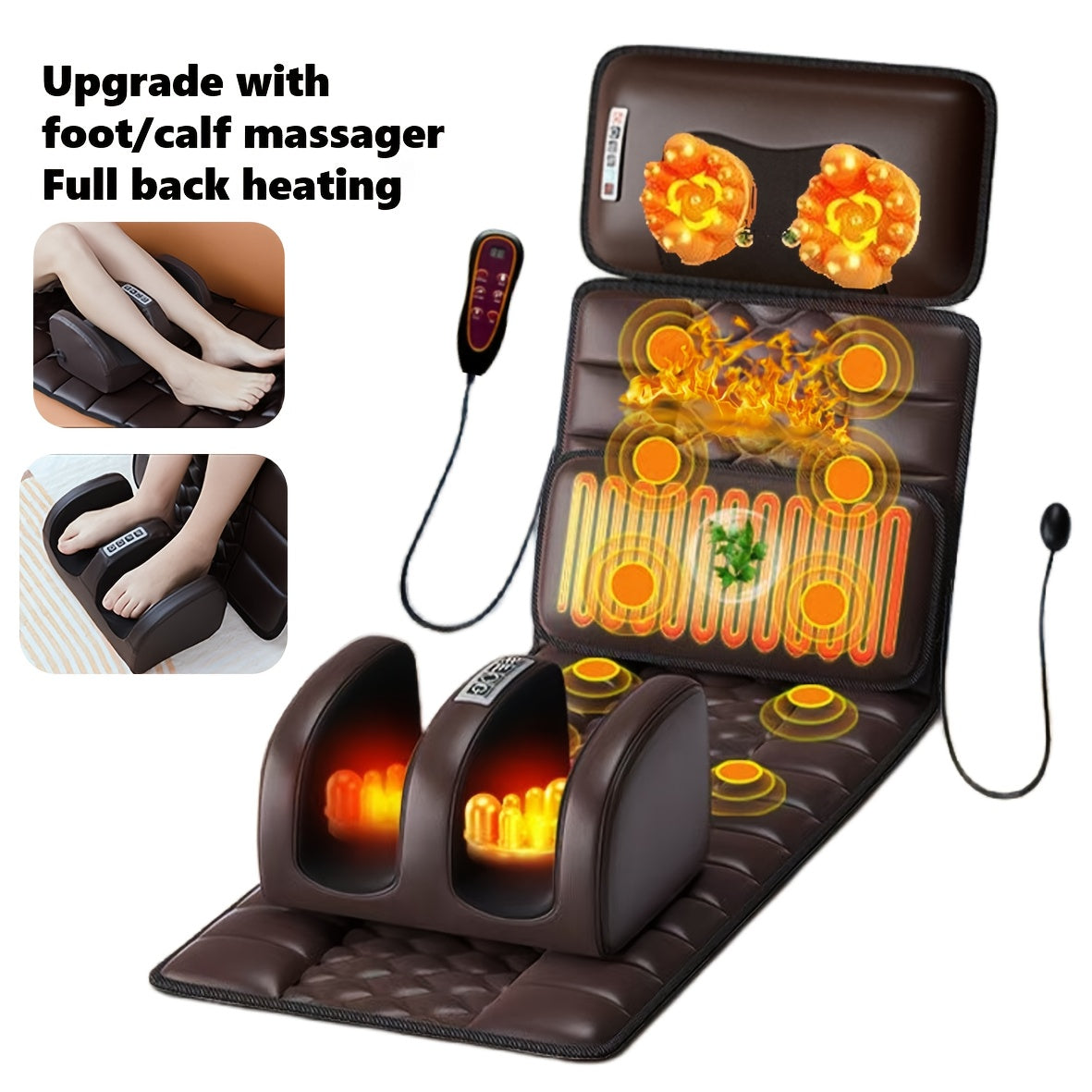 Full Body Massage Mattress Neck Kneading Acupressure Heating 10 Zone Vibration
