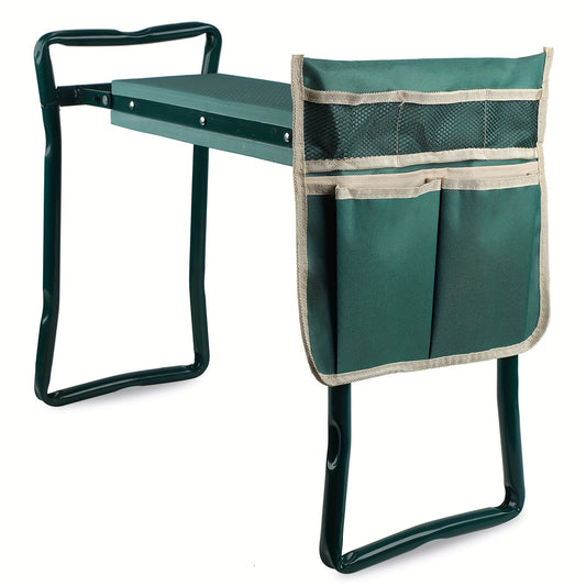 Garden Kneeler And Seat Foldable Gardening Bench Stool With Tool Bag Pouch EVA Foam Pad Outdoor Practical Garden Tools For Kneeling And Sitting Sturdy And Lightweight, Green