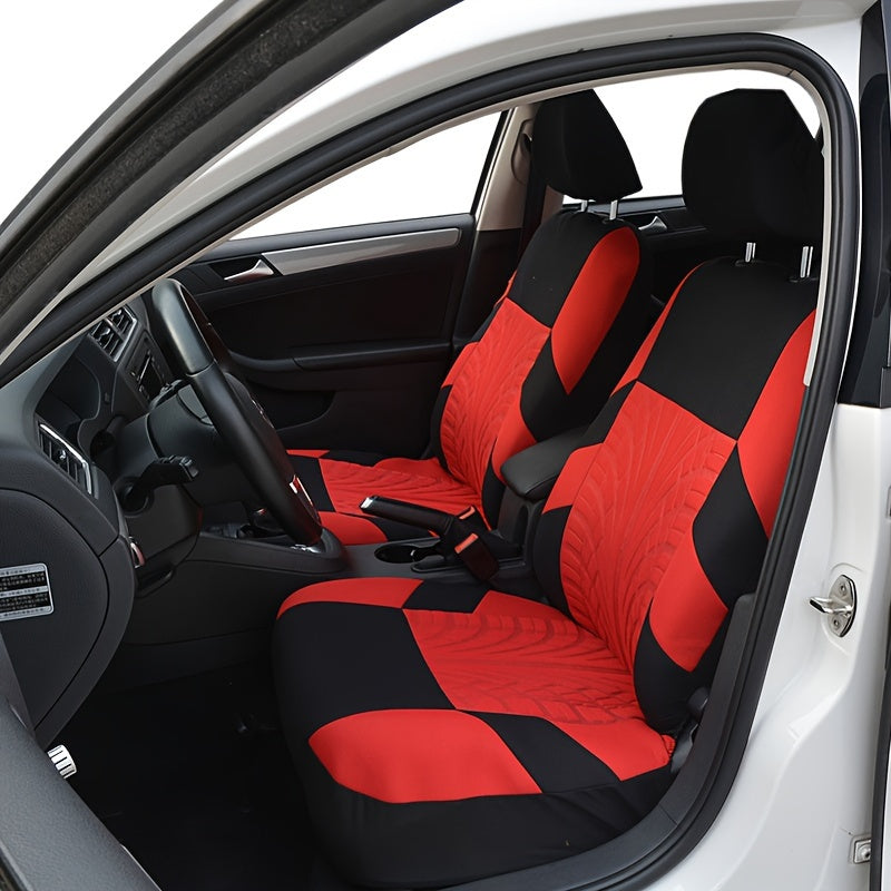 2pcs Durable Universal Car Seat Covers - Polyester Fabric, Fashionable, Easy to Clean, Multiple Colors