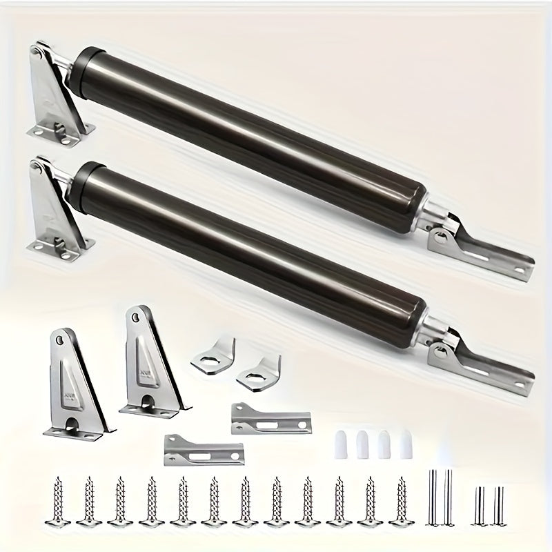 2pcs Wind-Resistant Heavy-Duty Door Closers with Adjustable Speed, Polished Metal Finish, Touch & Remote Control - Secure Home Safety