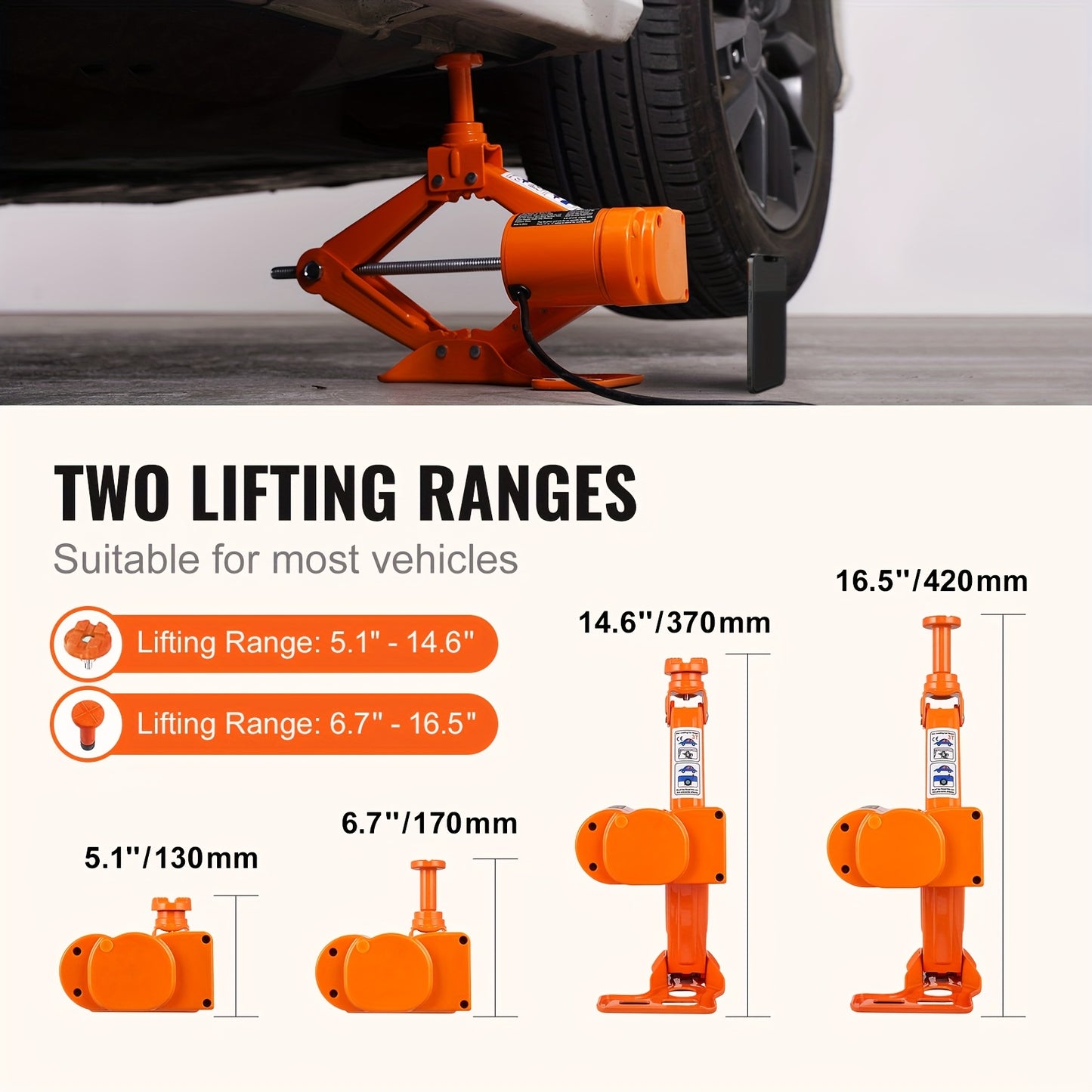 Happybuy Auto Elevator, 3 Ton/ 6600 Lbs Lift, 12V Automated Scissor Lift with Twin Supports And Remote Control, Compact Vehicle Lift for Sedan, SUV, And Truck Wheel Replacement