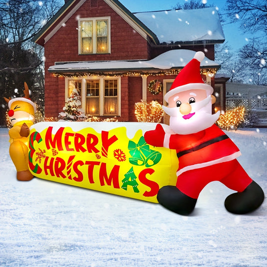10ft Giant Outdoor Christmas Inflatable Santa And Reindeer