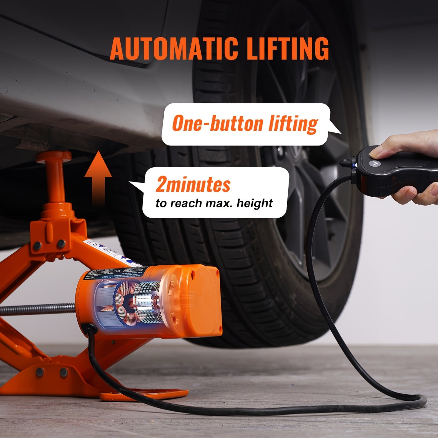 Happybuy Auto Elevator, 3 Ton/ 6600 Lbs Lift, 12V Automated Scissor Lift with Twin Supports And Remote Control, Compact Vehicle Lift for Sedan, SUV, And Truck Wheel Replacement