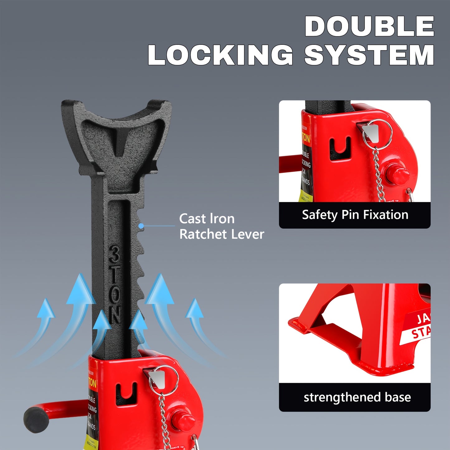 2/2.5/3 Ton Capacity, Jack Kit Low Profile Hydraulic Trolley Service/Floor Jack Combo, Multiple meal plans to choose from 3 Ton Jack Stands 2PCS, Tire Repair Kit, 14-inch Wheel Cross Wrench, Wheel Chock, Jack Accessories Red/