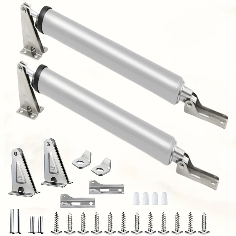 2pcs Wind-Resistant Heavy-Duty Door Closers with Adjustable Speed, Polished Metal Finish, Touch & Remote Control - Secure Home Safety
