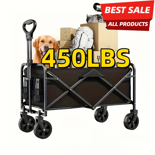 Shopping Cart Collapsible Foldable Garden Wagon Cart, Heavy Duty Utility RV Trailer Cart with All-Terrain Wheels for Beach, RV Storage Vehicle Sports, Camping, 1pc 30" RV Cart