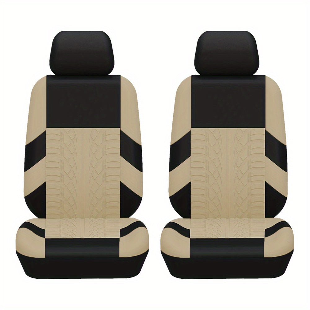 2pcs Durable Universal Car Seat Covers - Polyester Fabric, Fashionable, Easy to Clean, Multiple Colors