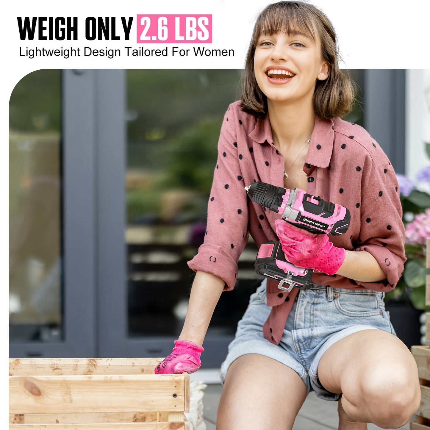 Bielmeier 236pcs Pink Tool Kit 20V Cordless Drill For Women