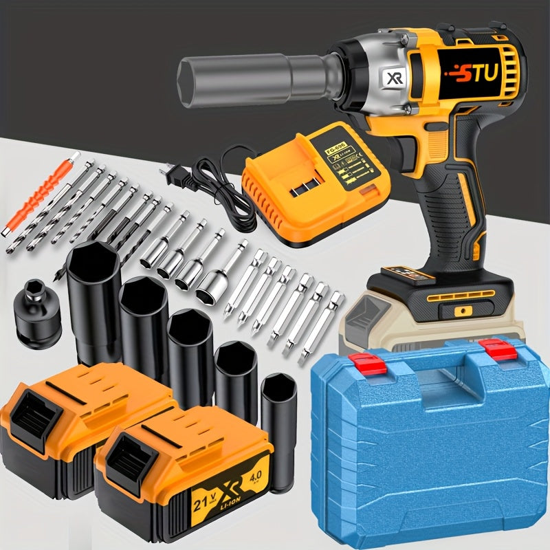 21V Electric Impact Wrench Heavy Duty Cordless Lithium Battery Tool Fast Charger