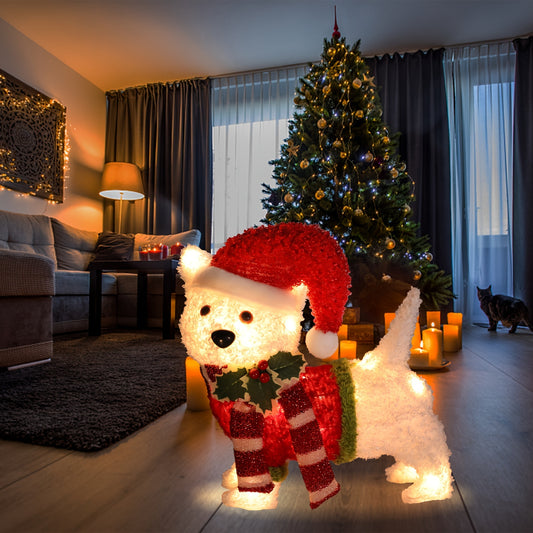 Christmas Outdoor Lighted Dog Yard Decor Prelit 3D Puppy