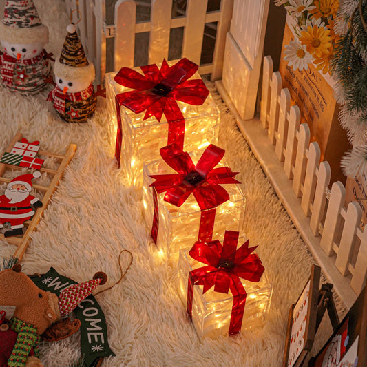 Three Pack Christmas Color Boxes USB and Battery Powered