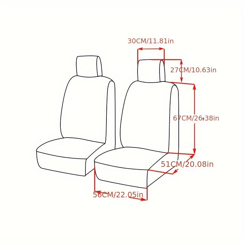 2pcs Durable Universal Car Seat Covers - Polyester Fabric, Fashionable, Easy to Clean, Multiple Colors