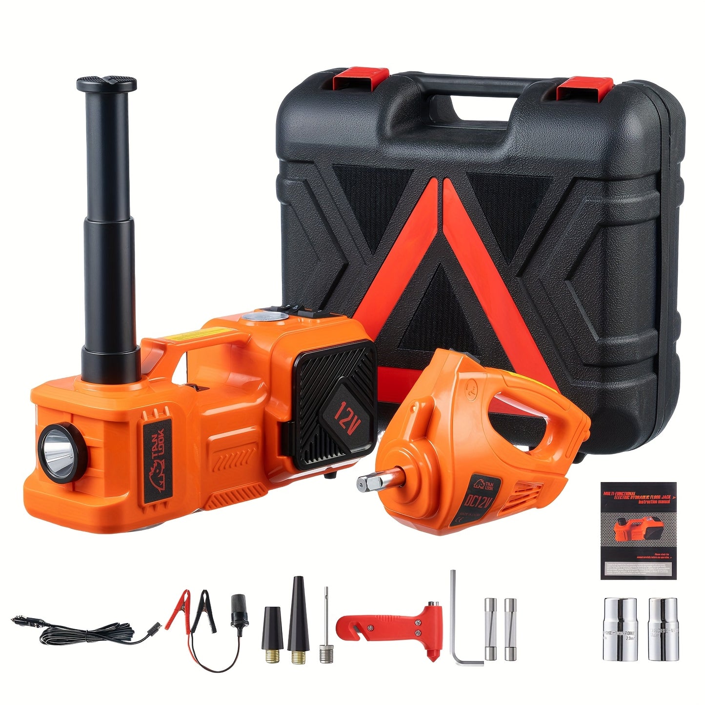 5 Ton Electric Car Jack, Hydraulic Jack And Electric Impact Wrench, Portable Car Lift with Built-in Air Pump, Suitable for SUV MPV Car Truck Tire Replacement Garage Maintenance Easy to Repair Car Tires, Emergency Maintenance