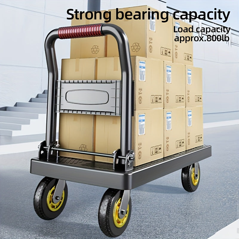 Heavy Duty Folding Trolley-800lbs Maximum Carrying Capacity Space Saving Foldable Platform, 360 ° Rotating Handle Heavy Duty Plastic Tray, Super Durable, Suitable for Home, Office, Warehouse. A Perfect Gift for A Father Or H