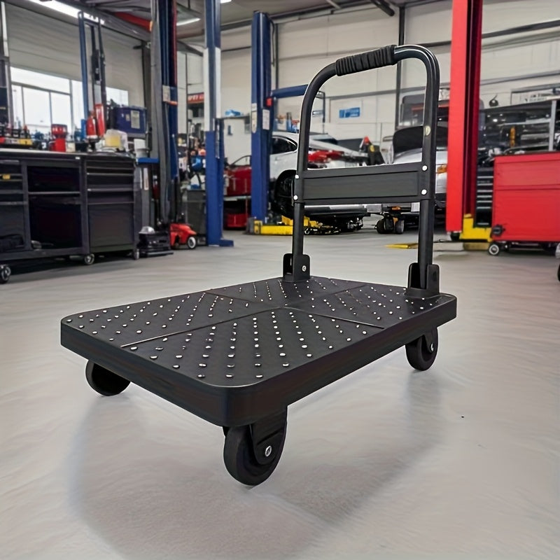 Heavy Duty Folding Trolley-800lbs Maximum Carrying Capacity Space Saving Foldable Platform, 360 ° Rotating Handle Heavy Duty Plastic Tray, Super Durable, Suitable for Home, Office, Warehouse. A Perfect Gift for A Father Or H