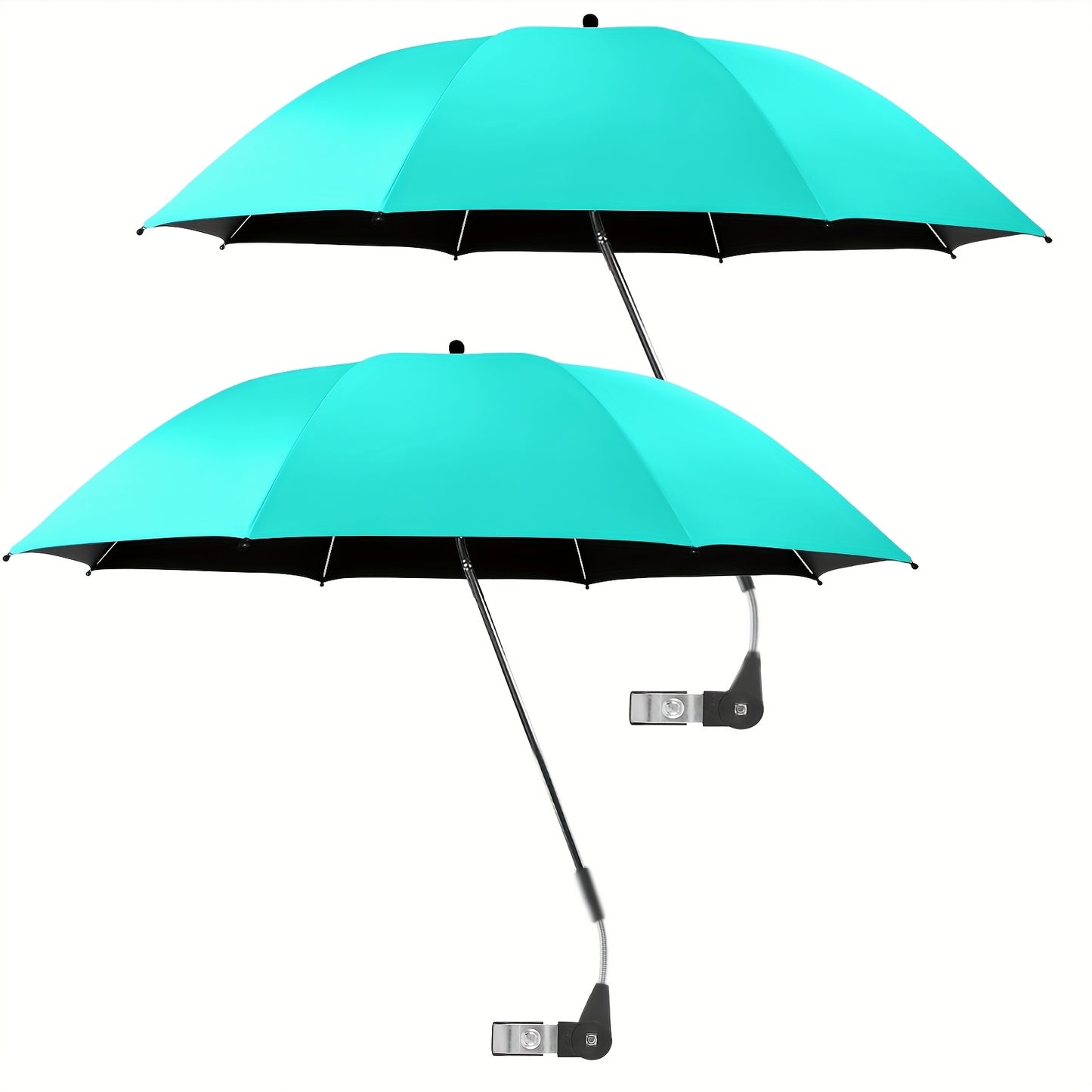 2 Pack Chair Beach Umbrella with 360° Clamp, UPF50+ Sun Protection, Carbon Fiber Pole & Lightweight Polyester Canopy, Mixed Colors for Beach, Camping, Patio, Outdoor Travel, Camping Essentials, Classic Umbrella Design, Durab