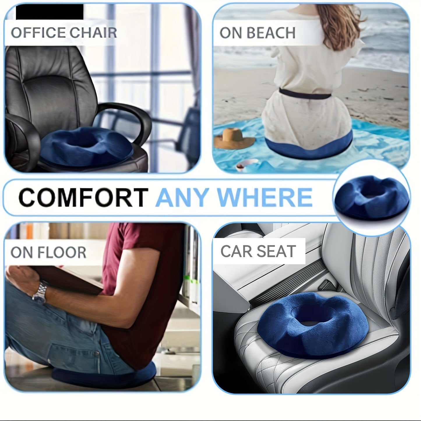 1pc Orthopedic Memory Foam Donut Pillow Coccyx Seat Cushion Hemorrhoid Cushion Tailbone Cushion for Pregnant Butt Cushion Hip Push Up Yoga Pillow Car Office School Chair Seat Pad
