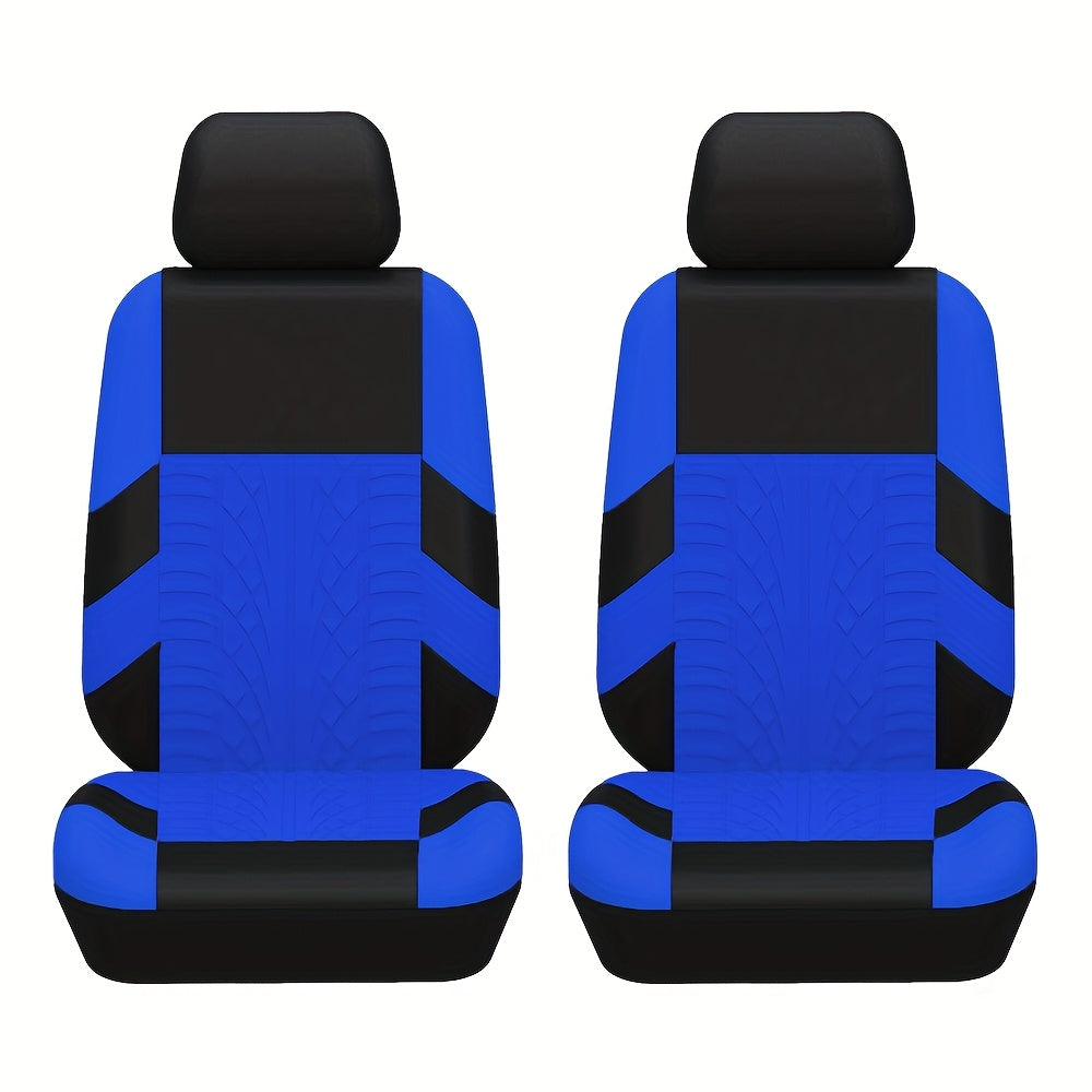 2pcs Durable Universal Car Seat Covers - Polyester Fabric, Fashionable, Easy to Clean, Multiple Colors