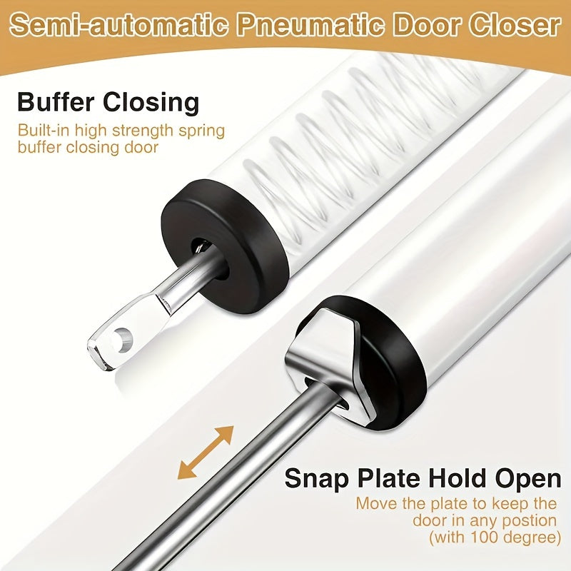 2pcs Wind-Resistant Heavy-Duty Door Closers with Adjustable Speed, Polished Metal Finish, Touch & Remote Control - Secure Home Safety