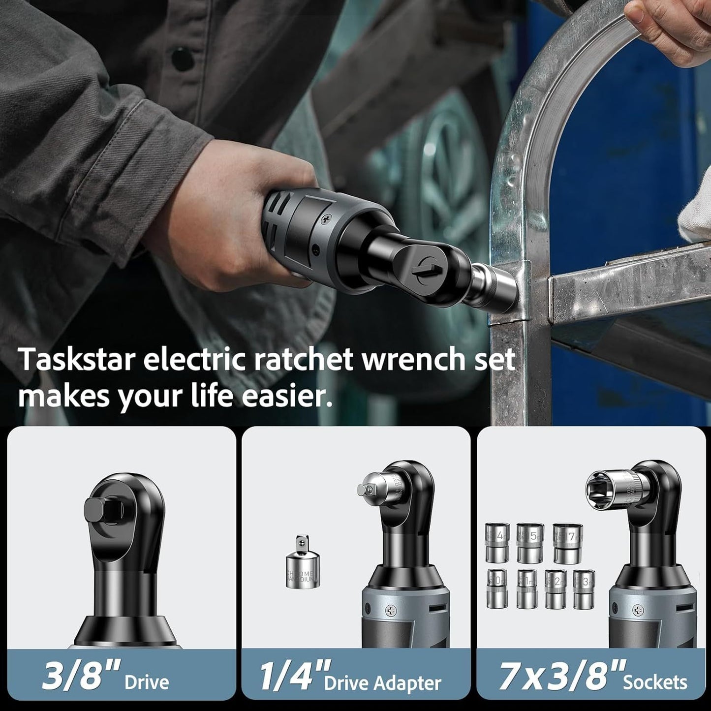 Electric Ratchet Wrench 400 Nm Impact Wrench With Variable Speed Trigger Charger