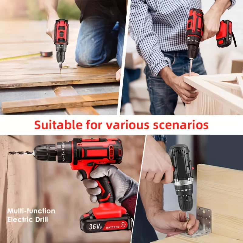 SPZTJK 128Pcs Cordless Drill Tool Kit With Two Batteries