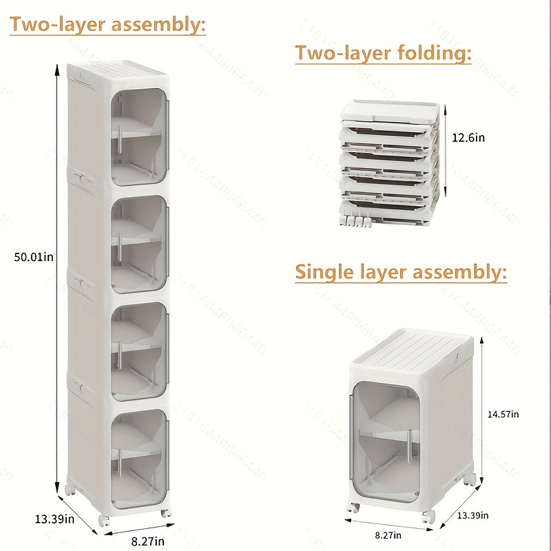 Three Quarter Tier Tall Narrow Plastic Storage Cabinet With Adjustable Shelves