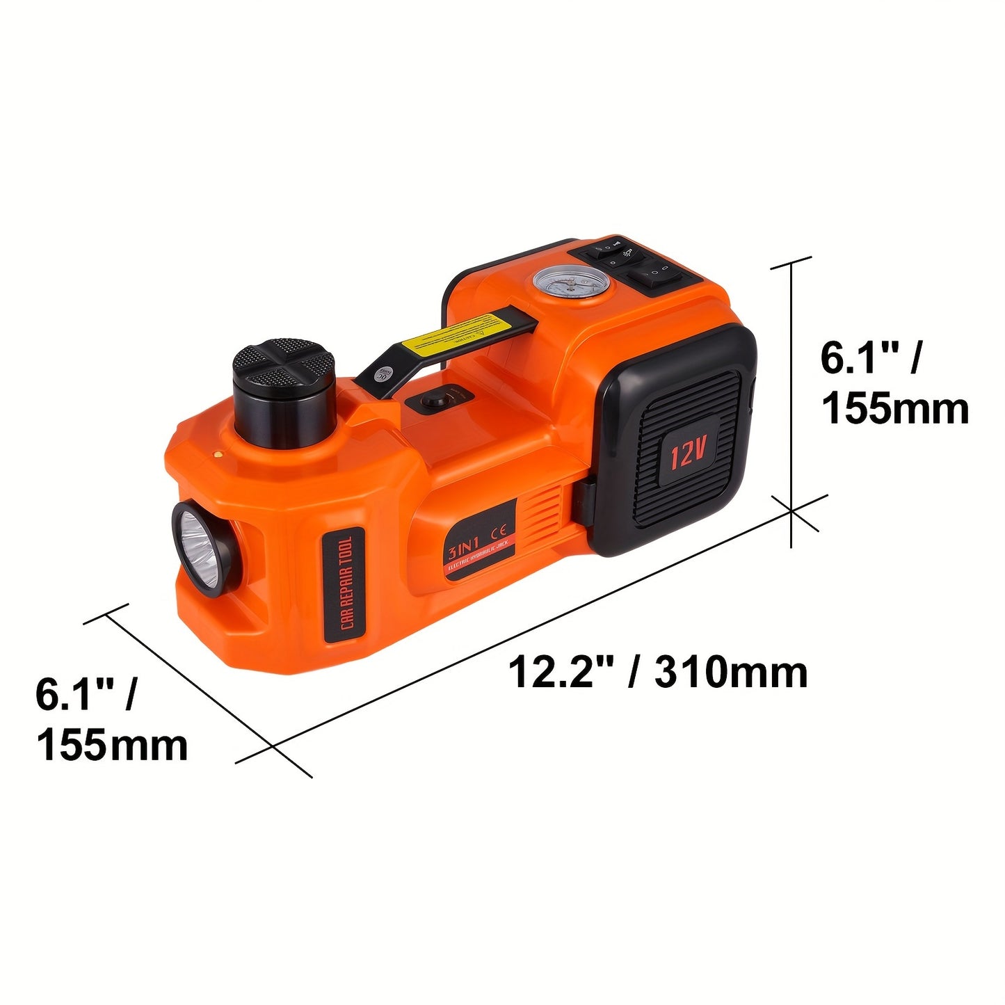 Happybuy Electric Car Jack, 5 Ton/11023 LBS Hydraulic Jack Lift with Electric Impact Wrench, Built-in Inflatable Pump, And LED Light for SUV MPV Sedan Truck Change Tires Garage Repair