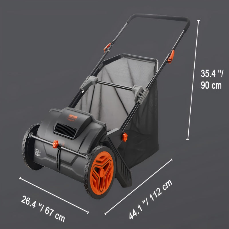 VEVOR Push Lawn Sweeper 21 Inch Leaf And Grass Collector 3.5 CuFt Hopper Brushes