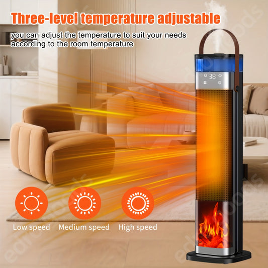 Space Heater With Humidifier & Flame Effect, 1500W PTC Ceramic, Remote Control, 65° Oscillation, 12H Timer, Overheat Protection
