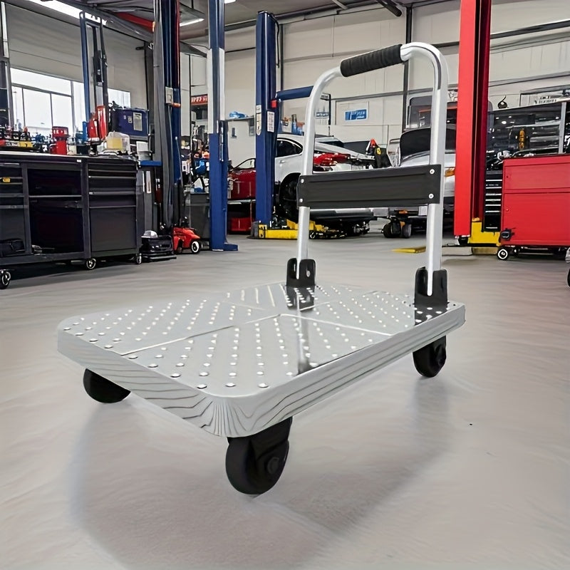 Heavy Duty Folding Trolley-800lbs Maximum Carrying Capacity Space Saving Foldable Platform, 360 ° Rotating Handle Heavy Duty Plastic Tray, Super Durable, Suitable for Home, Office, Warehouse. A Perfect Gift for A Father Or H