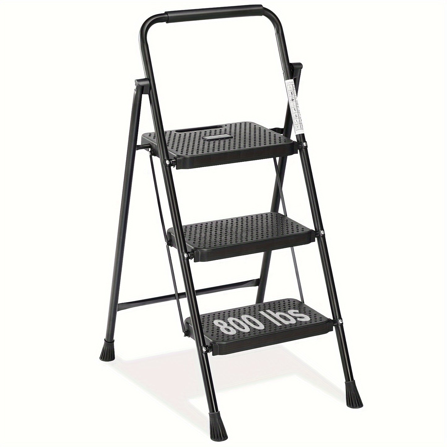 Smug 3 Step Folding Step Ladder 800 Lbs Anti Slip Handle