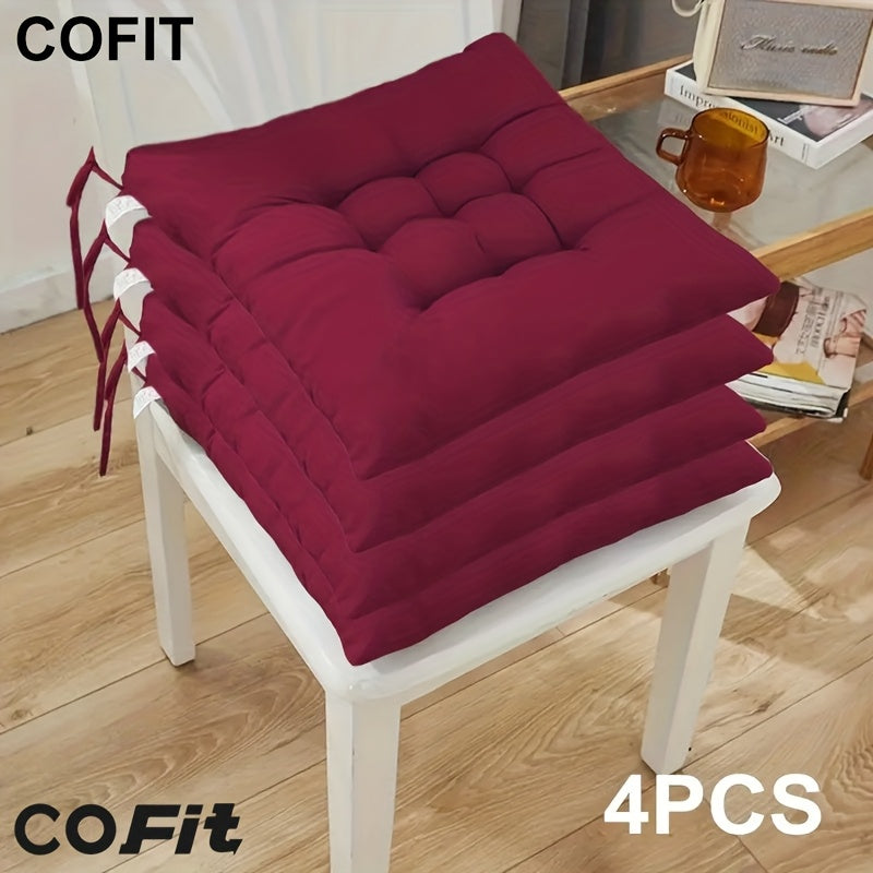4-Pack Solid Color Polyester Chair Cushions - No Electricity Required, Durable Fabric, Plush Design, Suitable for Garden Chairs, Restaurant Chairs, Car Seats and Office Chairs