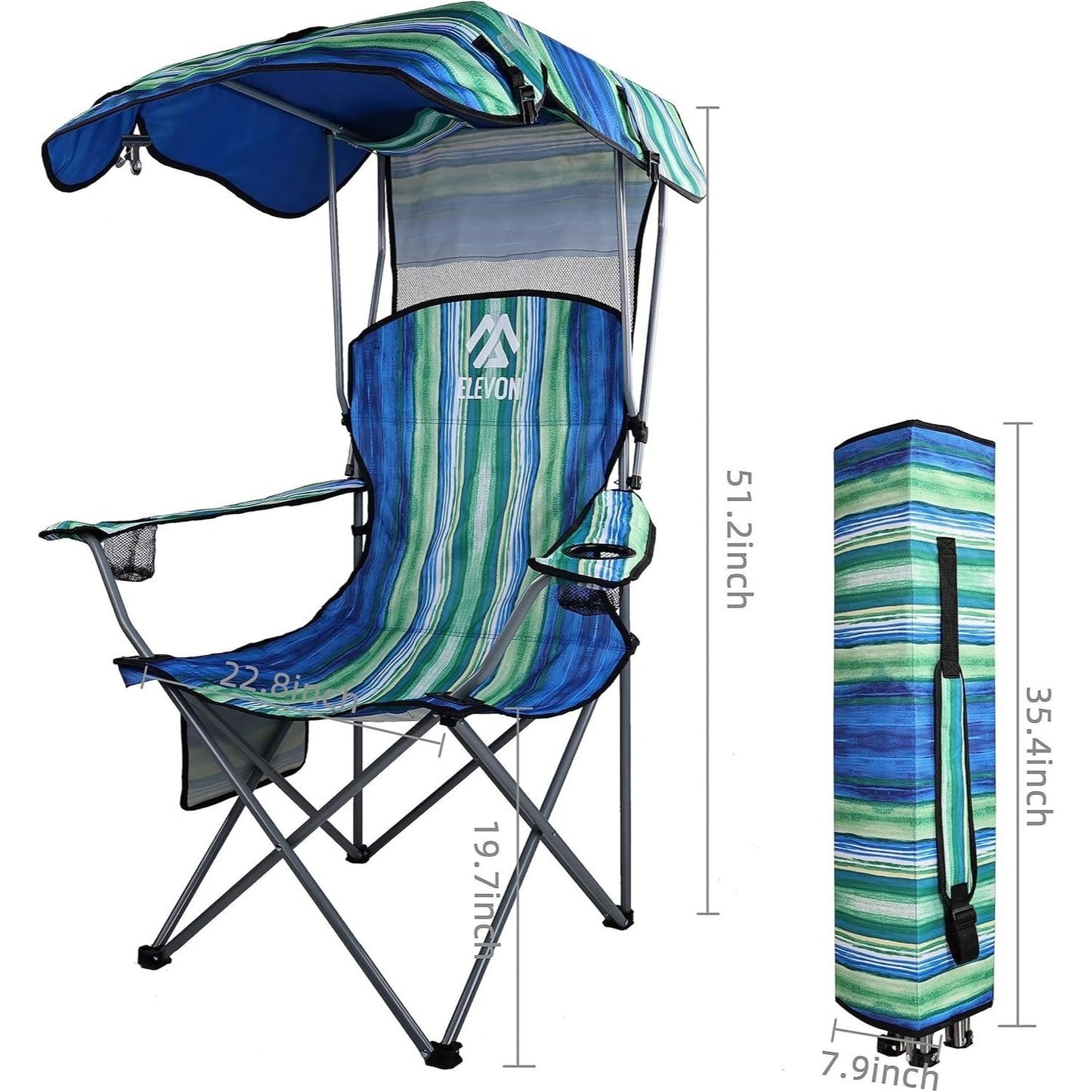 BalanceFrom Canopy Chair Folding Camping Recliner Support with Carrying Bag