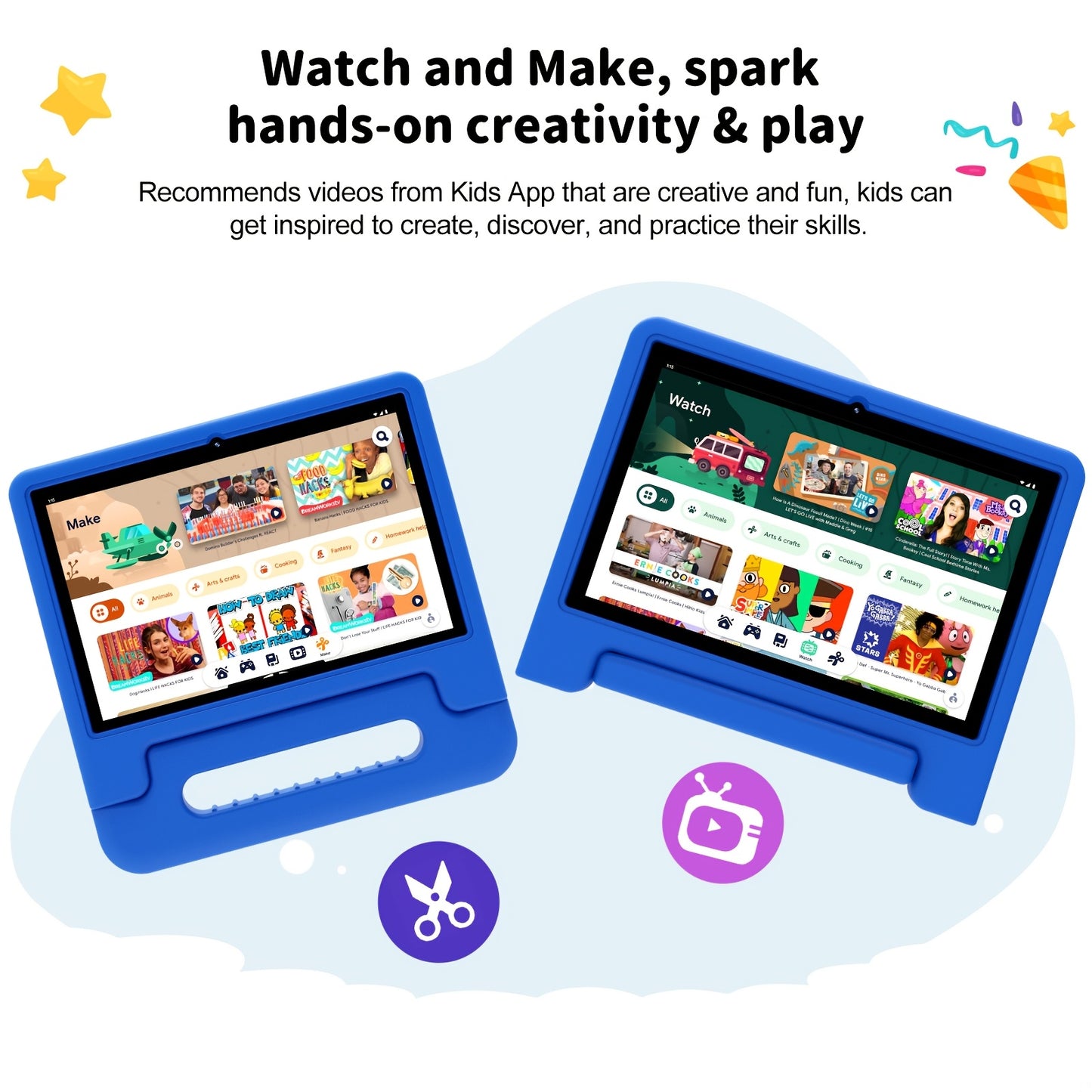 Android 13 Tablet, 10.1-inch Kids Tablet, 1280*800, 4GB(2GB+2GB Expandable) ROM, 32GB RAM, WiFi, 5000mAh, Dual Camera, Parental Controls, Preloaded Apps, Games, Learning Education Tablet with Case, Tablet PC, Eye-Protection,