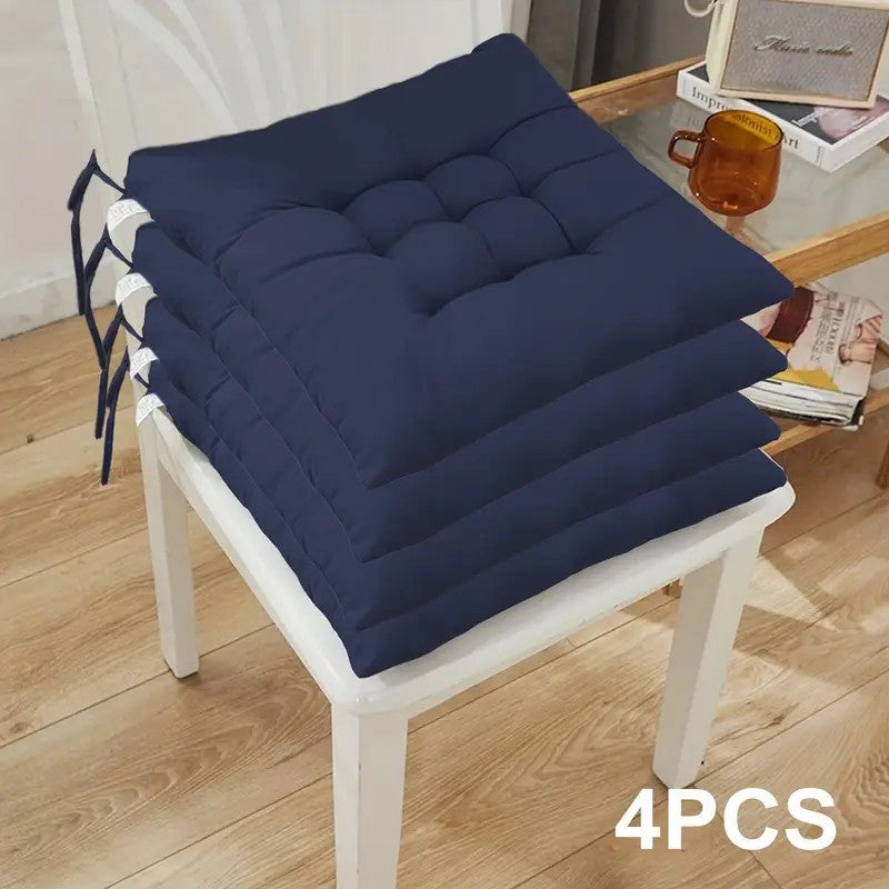 4-Pack Solid Color Polyester Chair Cushions - No Electricity Required, Durable Fabric, Plush Design, Suitable for Garden Chairs, Restaurant Chairs, Car Seats and Office Chairs