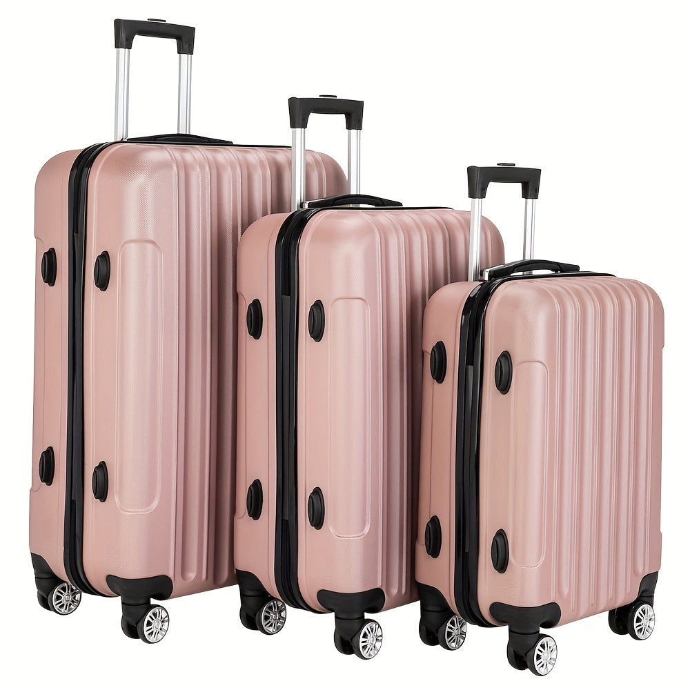 ABS Luggage 3 Hardshell Set With 20 24 28 Inch Aluminum Handle Spinner TSA Lock