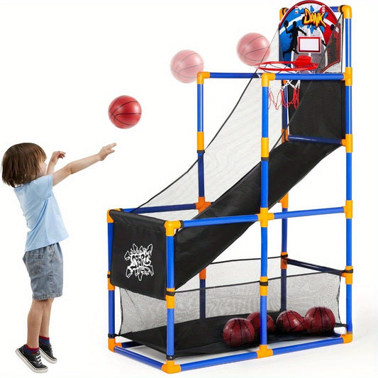 Arcade Basketball Set With 4 Balls And Hoop Air Pump Kids