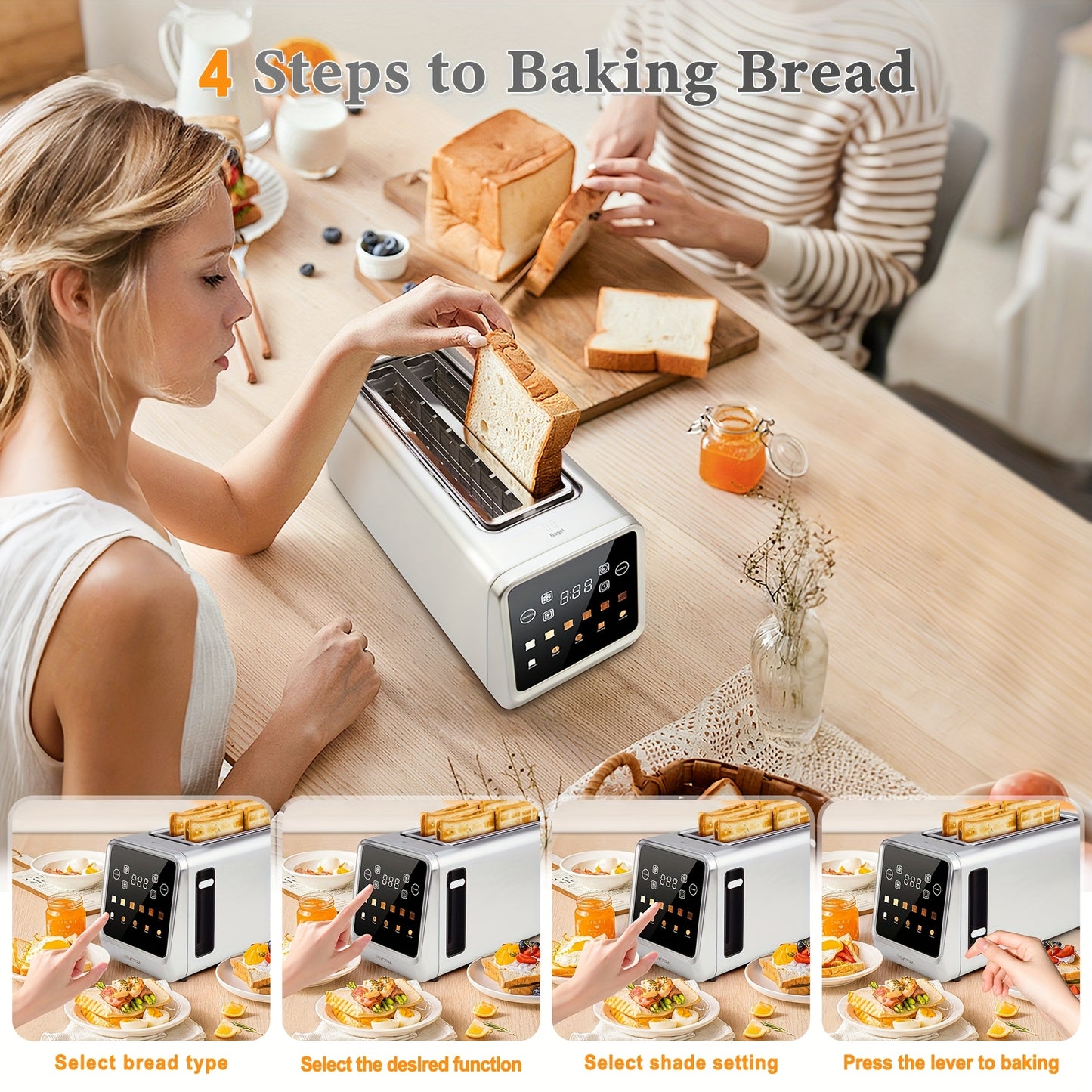 Long Slot 4 Slice Toaster With Touch Screen Display