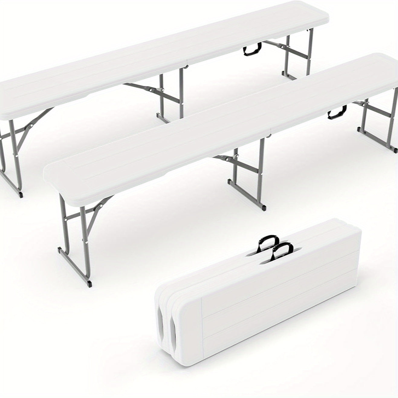 6-Foot Plastic Folding Table Portable For Picnics And Events White Iron Frame