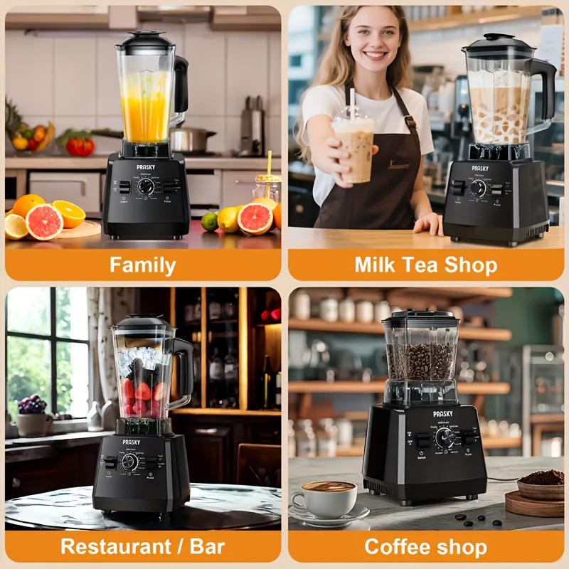 PRASKY 2400W Blender And Food Processor Combo 68oz 2 Containers 25000RPM