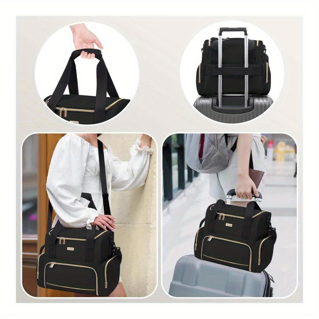 Large Makeup Cosmetic Bag With 2 Removable Cases Double Layer Travel Organizer