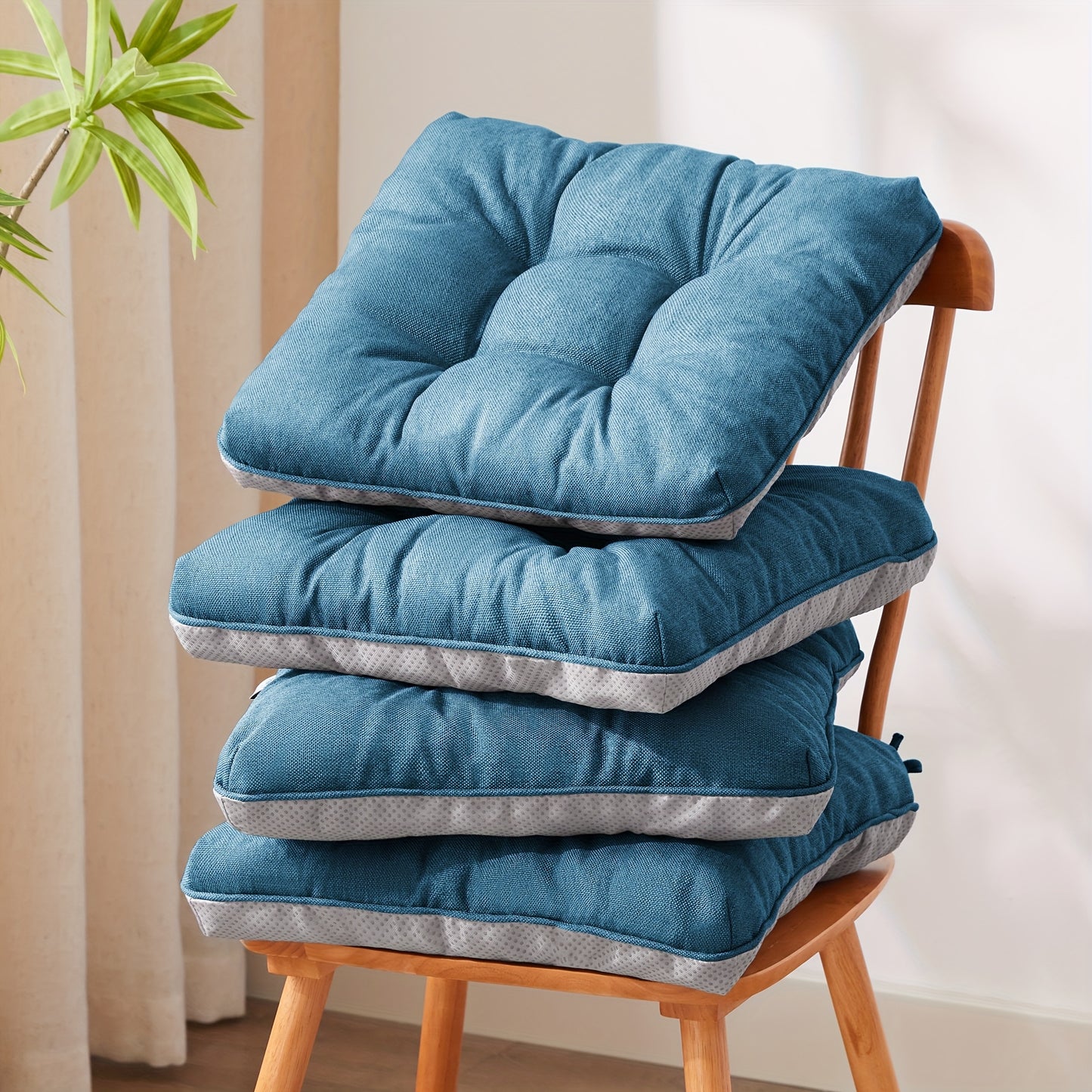 Chair Cushions Set Of 4, Kitchen Chair Cushions with Non-Slip Backing, Seat Cushions for Kitchen Chairs, Indoor Chair Pads with Ties