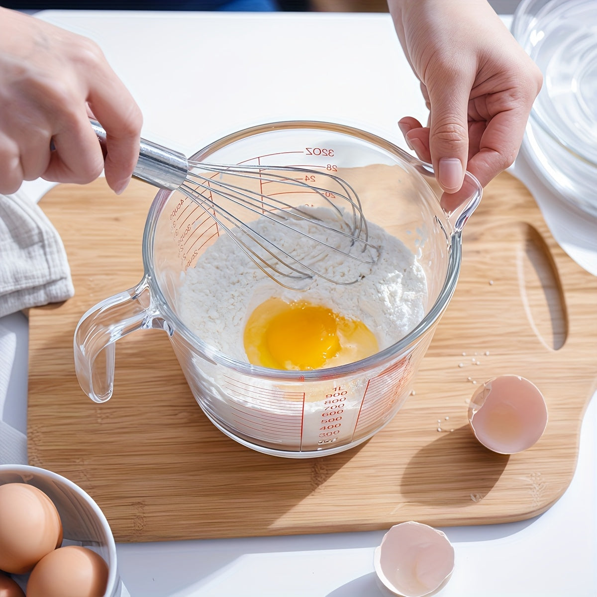 Heat Resistant Glass Measuring Cups Set With Handles Graduations Oven Safe