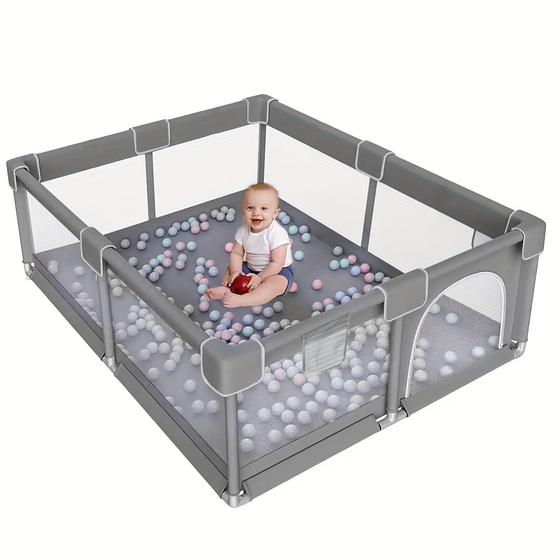50X50 Inch Baby Playpen With Breathable Mesh Indoor Outdoor