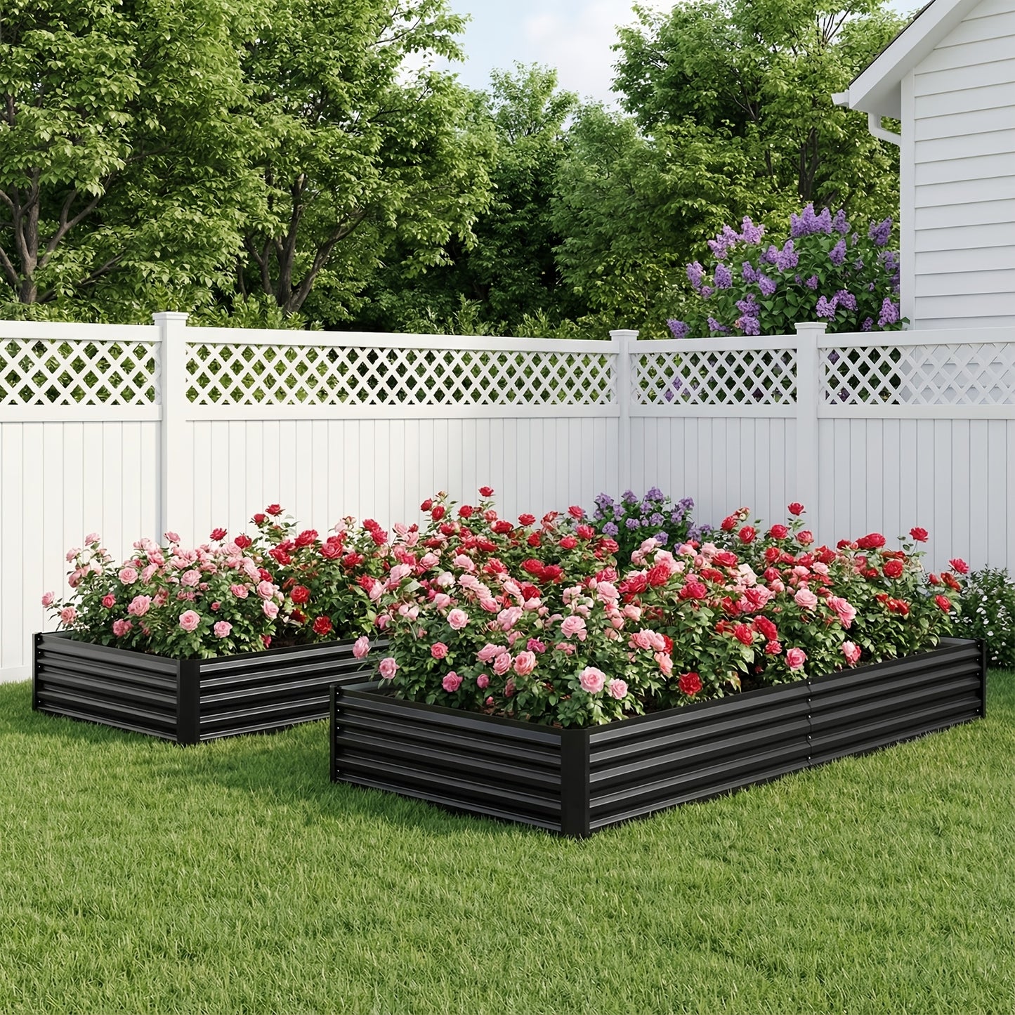 Metal Raised Garden Bed Galvanized Outdoor Planter 4x2x1ft 6x3x1ft 8x4x2ft Herbs