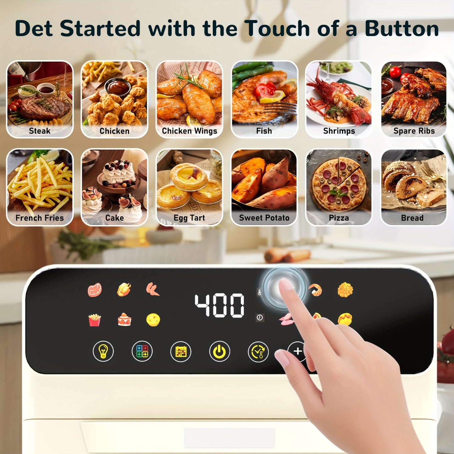 Smart Air Fryer Oven 12 Quart 12in1 With Presets And Light