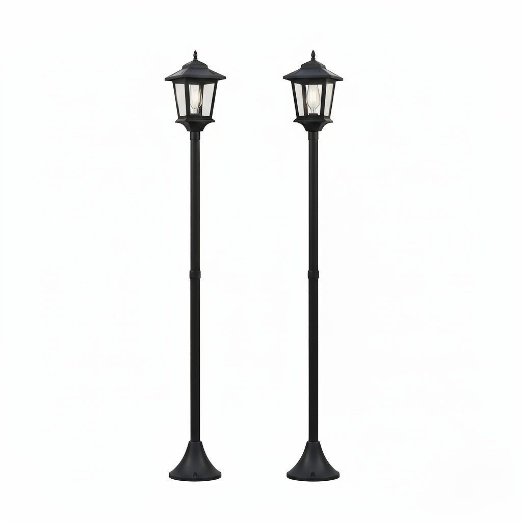 2 Pack 63 Inch Solar Lamp Post Lights Outdoor Aluminum Poles Bulbs Included