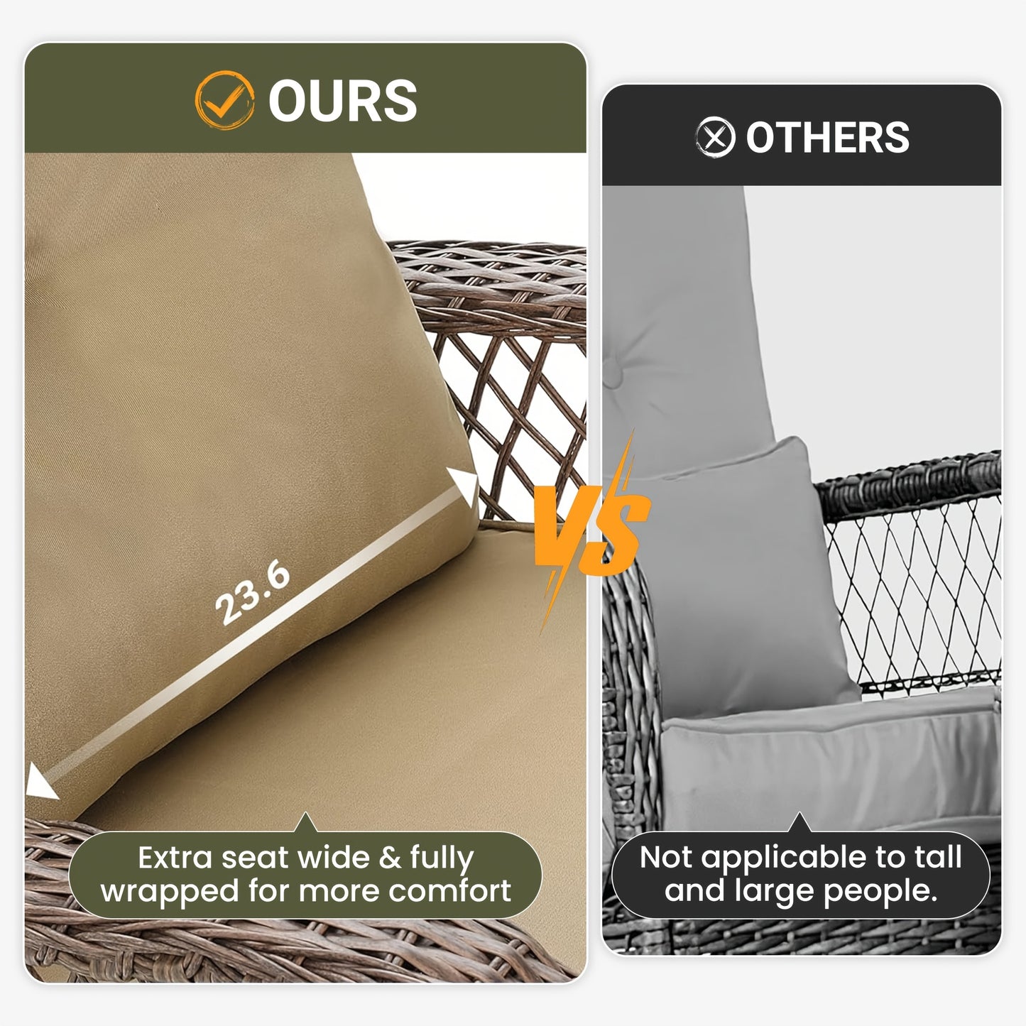 3pcs Patio Set Rocking, Rattan Outdoor Rocking Patio Bistro Set With 2 Rockers And 1 Side Table With 4'Thick Cushions For Backyard, Porch, Balcony, Poolside, And 1piece Of Chair Can Choose