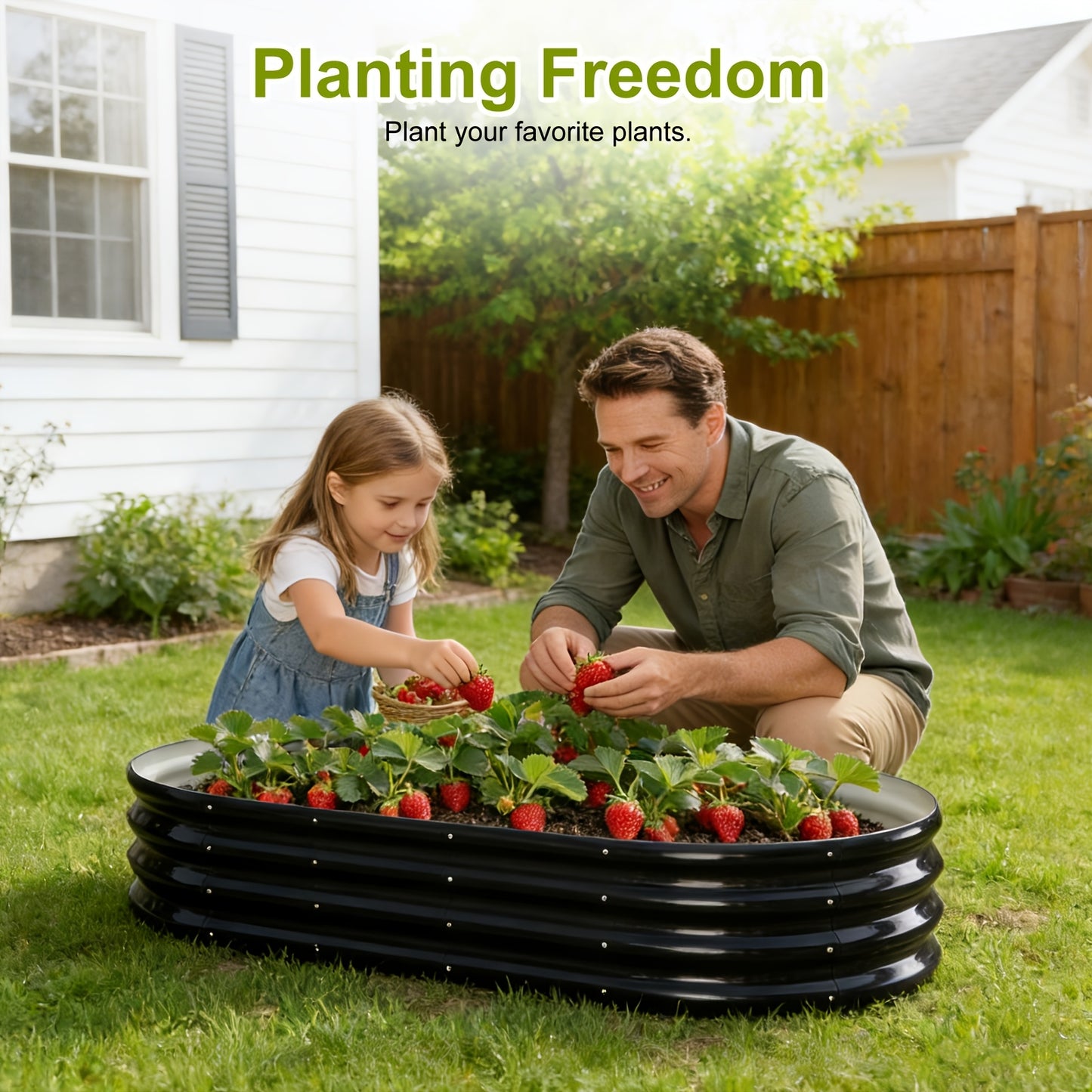 2 Sets Black Raised Garden Bed Powder Coated Metal Planter Box Rust Resistant